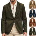 thumbnail image 5 of Men's Casual Suede Blazer, Slim-Fit Single-Breasted Winter Jacket, Navy Blue, S, 5 of 5