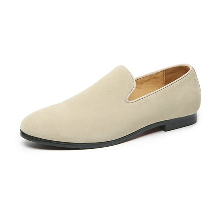 Santimon Men Stylish Loafers Fashionable Matte Leather Dress Shoes for Wedding Prom Party Formal Occasions Ivory US 11