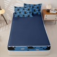 thumbnail image 4 of Manfei Cartoon Cat Zipper Full Size Comforter Sets with Fitted Sheet and 2 Pillowcases, Kitten Paw Print Zipper Bedding Set, Deep Blue, Blue Reversible, 4 Pieces, 4 of 7
