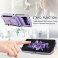 thumbnail image 3 of for Samsung Galaxy Z Flip 4 Wallet Case Crossbody, PU Leather Zipper Handbag Purse Flip Cover, Back Card Slots, Adjustable Shoulder Strap, Finger Ring Stand for Samsung Galaxy Z Flip 4, Purple, 3 of 8