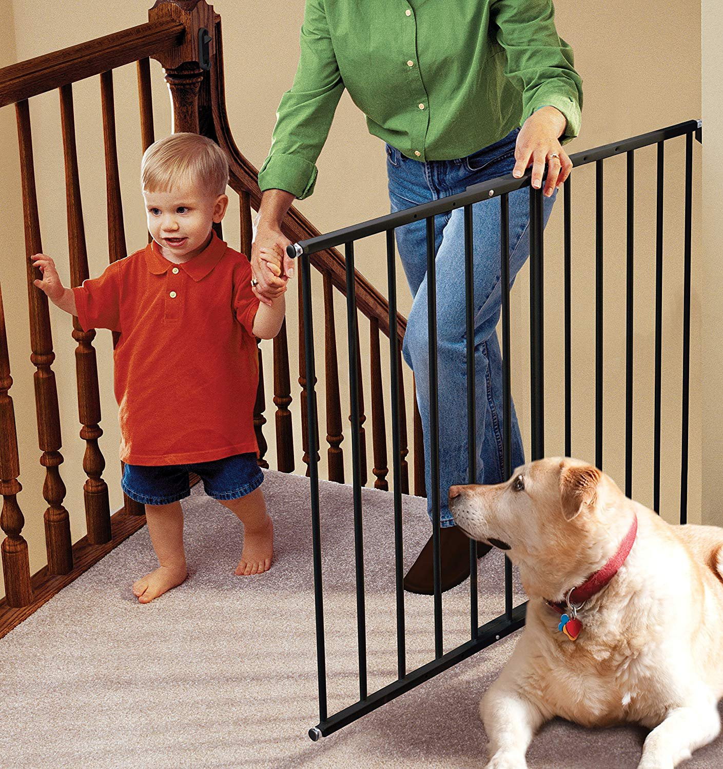Best Walk-Through Baby Safety Gate with Quick-Release Sliding Door Lock Hoovy Original Child & Pet Gate Hallway Goes with Home Decor Stairway Room Divider for Small Kids & Dogs