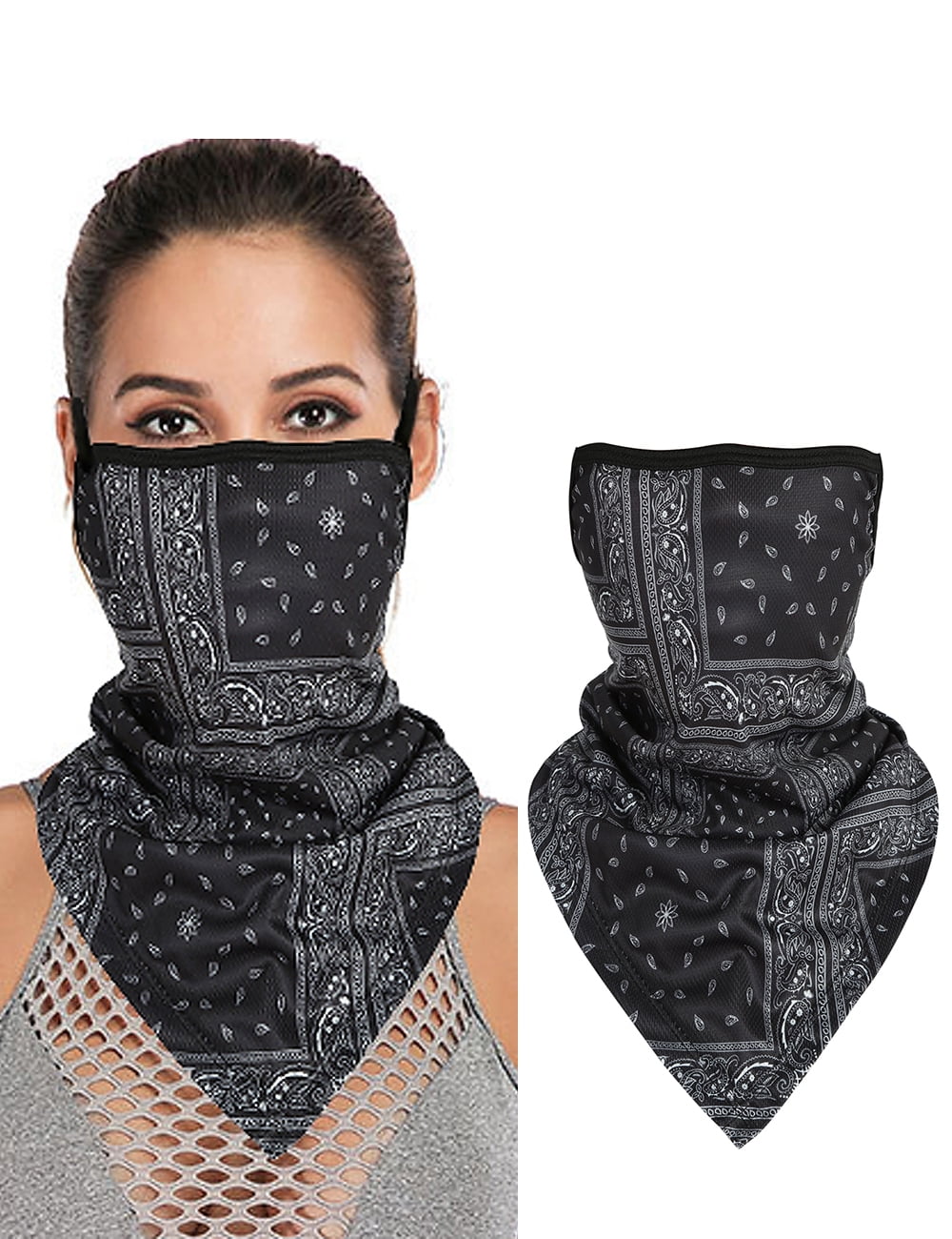 Muryobao Men Women Face Scarf Bandana Ear Loops Stylish Face Balaclava Neck Gaiters for Dust Wind Motorcycle Outdoors Leopard28