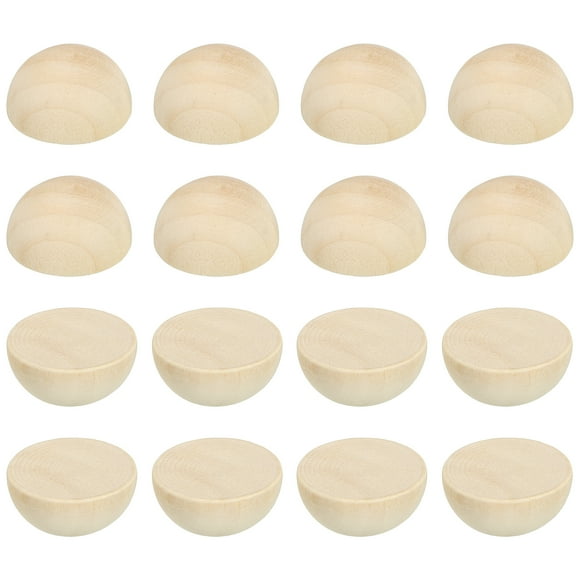 Unique Bargains 25mm Half Wood Beads, 100 Pack Unfinished Natural Wooden Beads Round Split Wood Balls for Craft