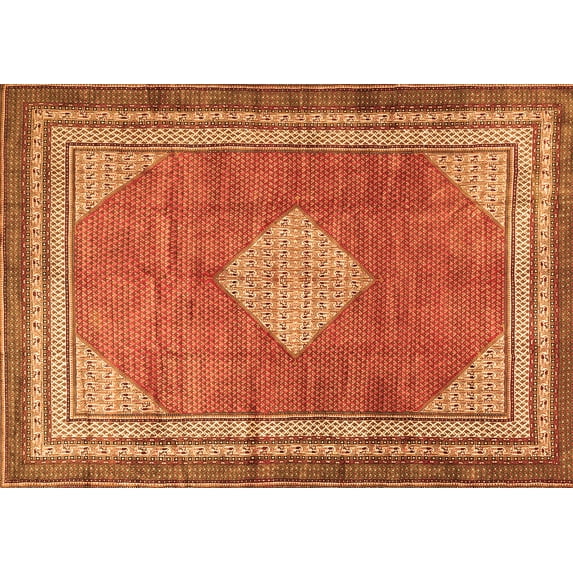 Ahgly Company Indoor Rectangle Medallion Orange Traditional Area Rugs, 2' x 4'