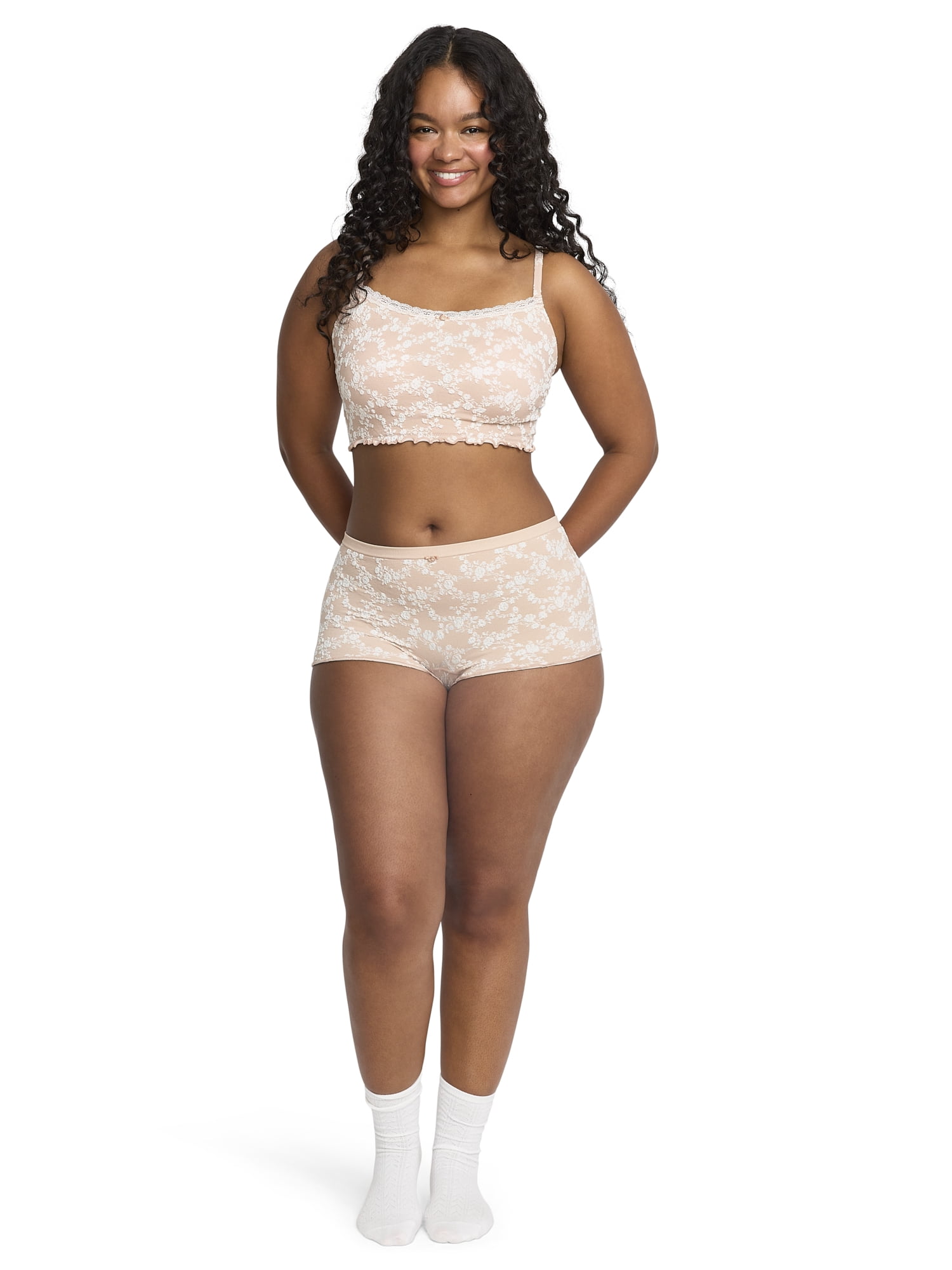 Mills by Millie Bobby Brown Women's Floral Seamless Boyshort Panties, Sizes XS-XXXL