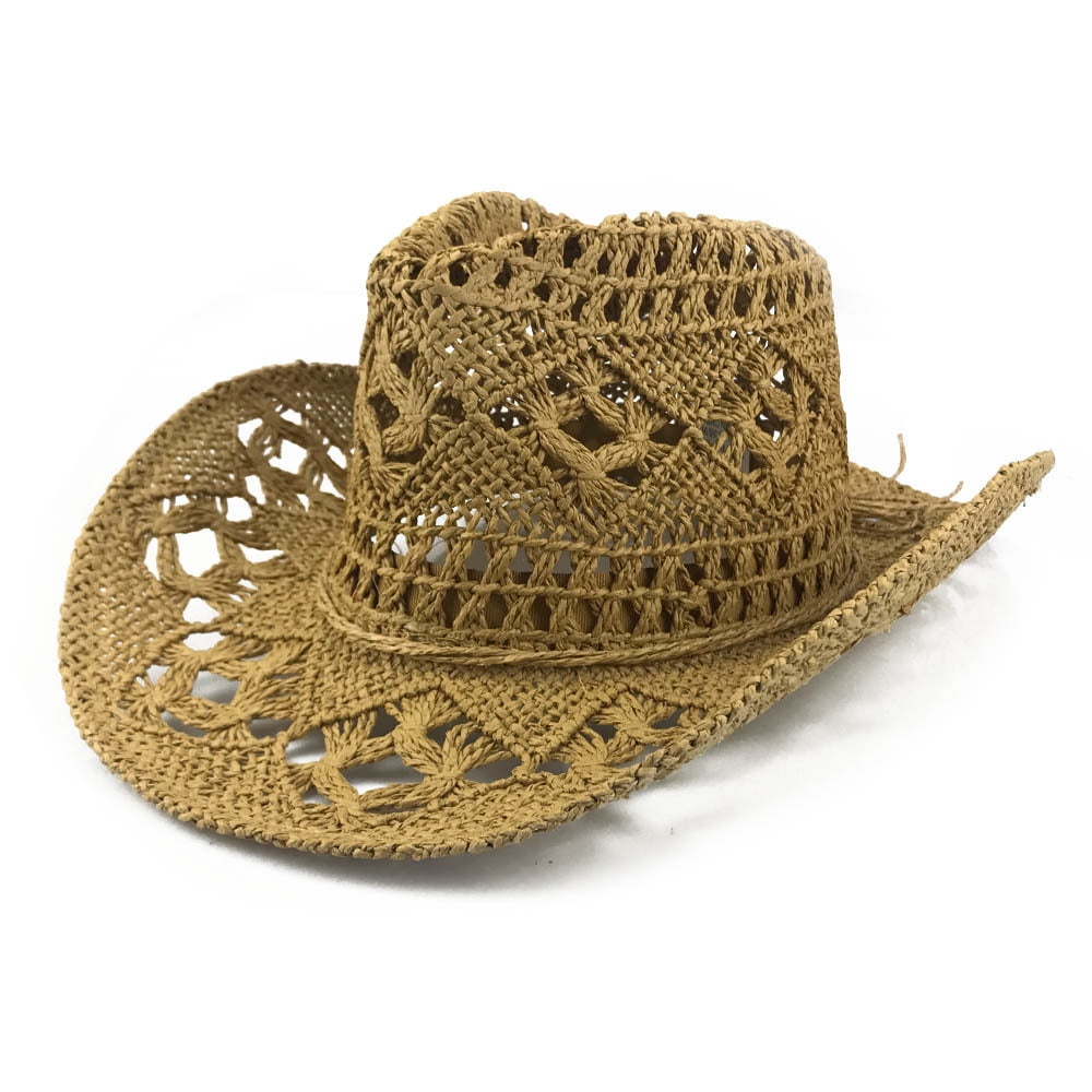 Ladies Straw Cowboy Hat Jacaru Sun Beach Summer Holiday One Size New Band Brim Ladies Straw Cowboy Hat Jacaru Sun Beach Summer Holiday One Size New Band Brim