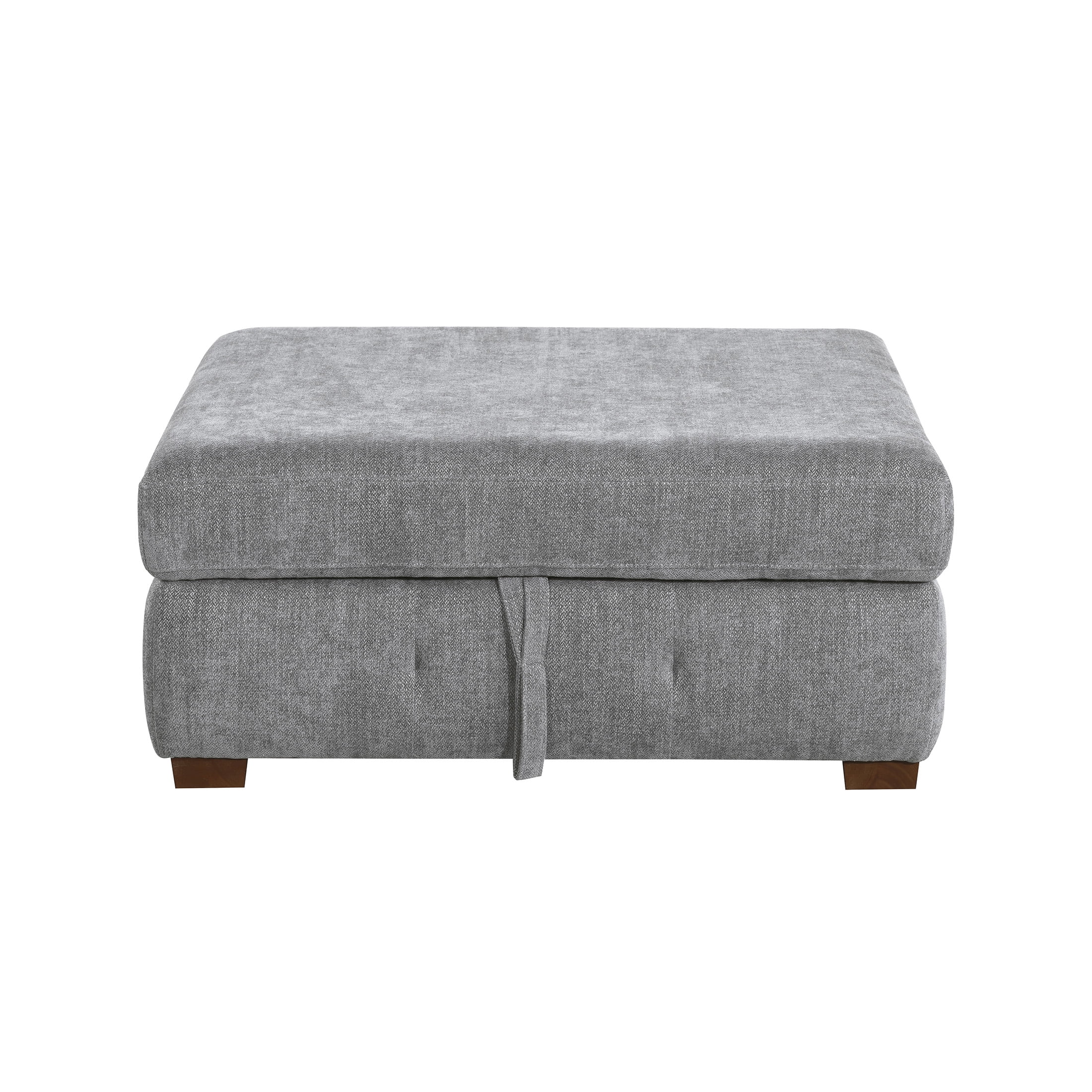 OakvillePark Sund Contemporary Chenille Storage Ottoman, Gray