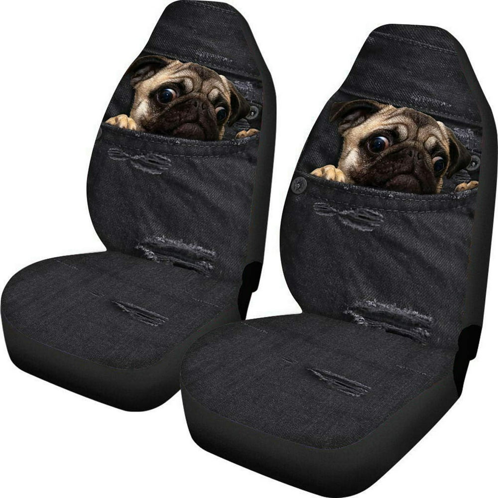 Durable Washable Black Cat/Dog Car Seat Covers 2pc Front Seat Only