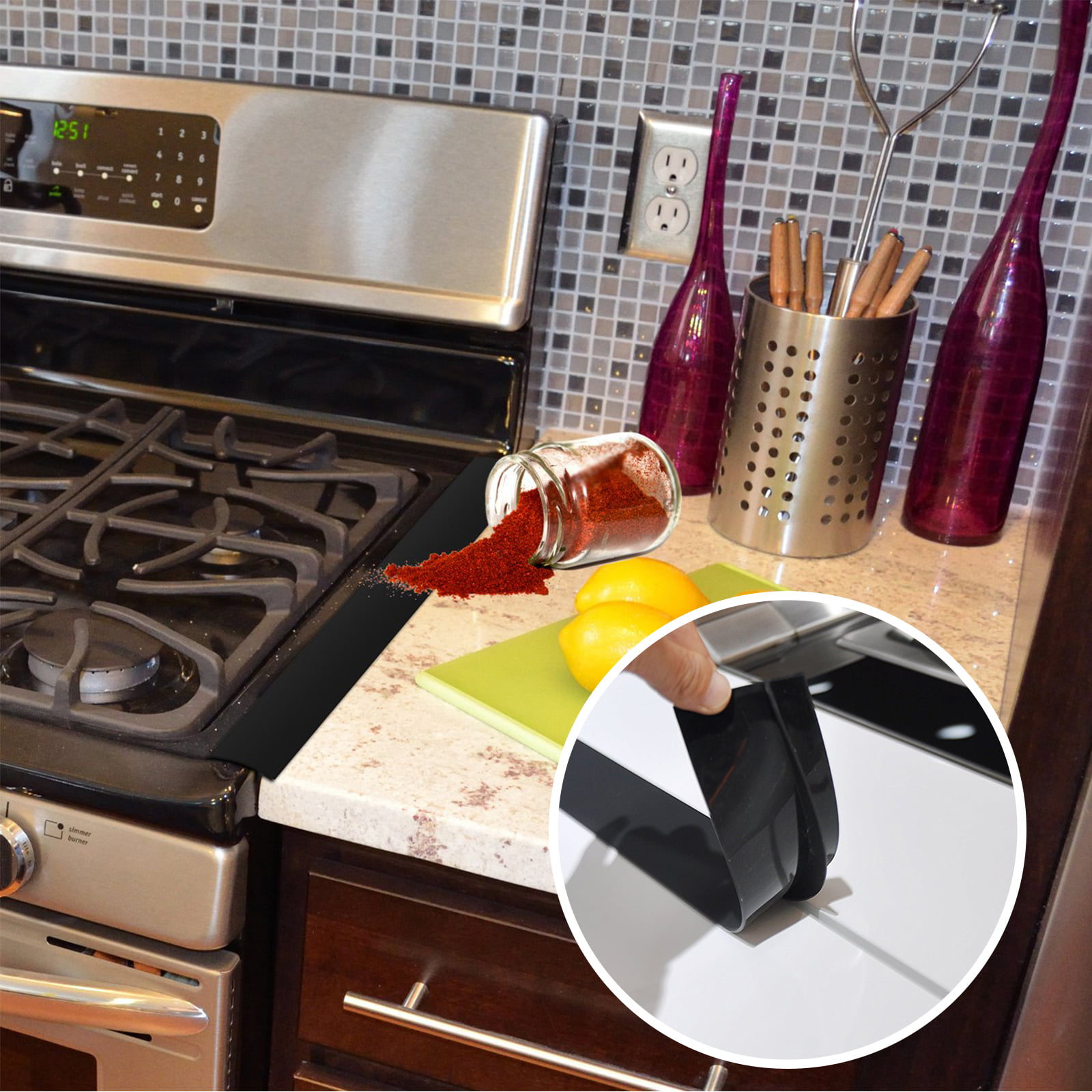 Silicone Stove Counter Gap Cover For Cooker Spill Oven Guard Seal Filler Kitchen 