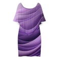 thumbnail image 3 of Vibrant Abstract Violet Textured Background Women's Off The Shoulder Ruffles Summer Wedding Guest Loose Casual Party Beach Dress, 3 of 9