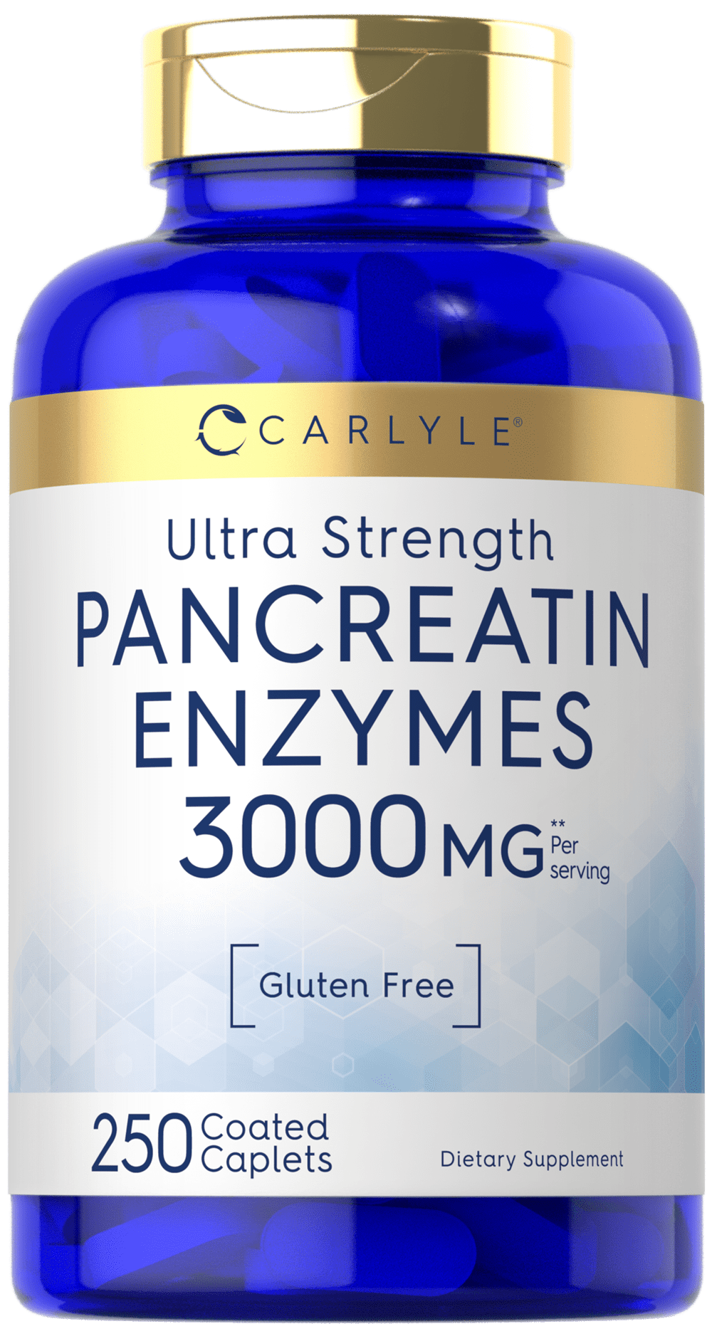 Pancreatin Digestive Enzymes 3000mg 250 Caplets by Carlyle