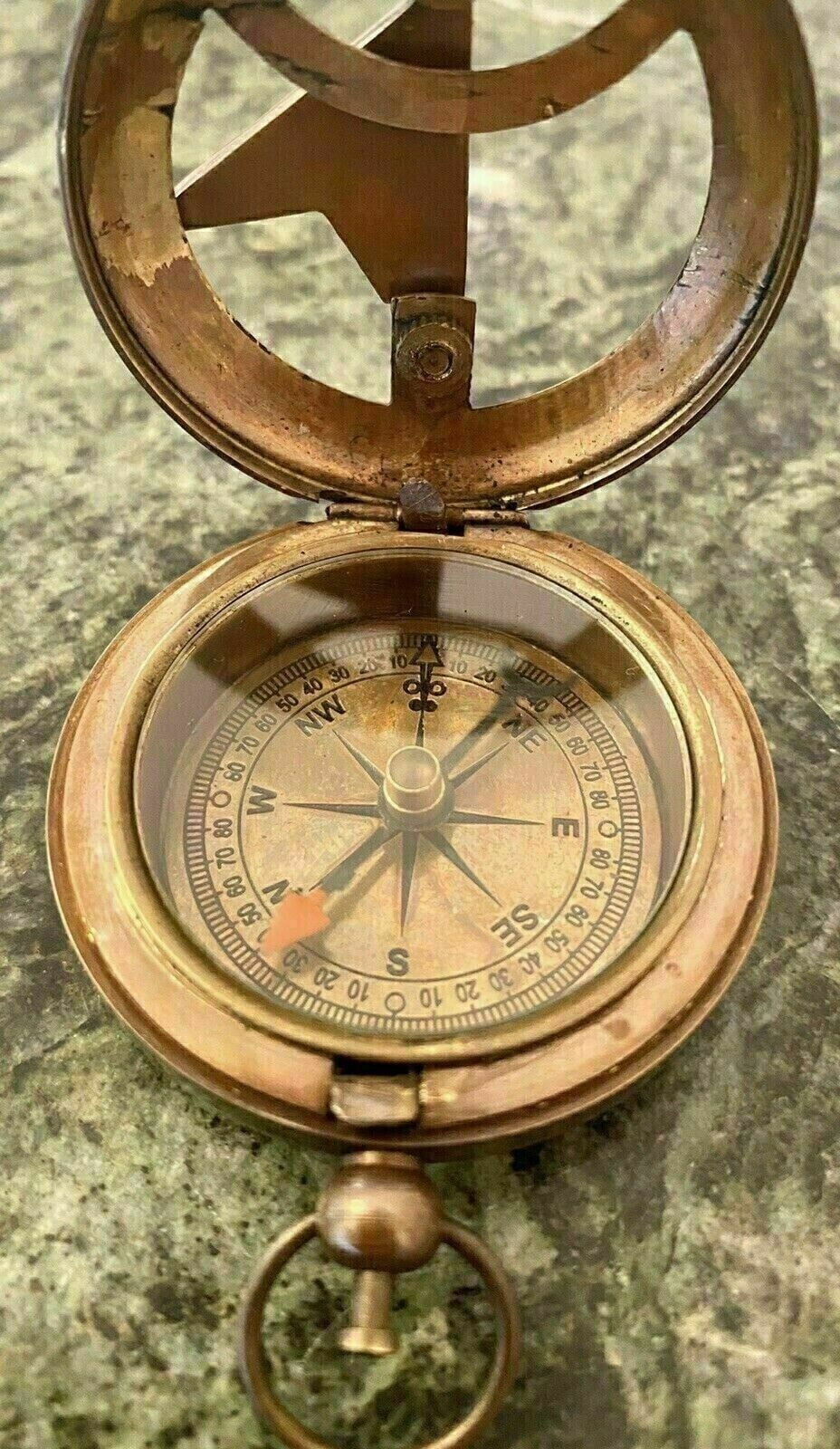 Antique Brass Compass Sundial Compass Navigation Ship Pocket Compass For Gift