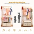 thumbnail image 3 of Vilaxing Perchero de bambú para ropa para niños con 2 cestas de almacenamiento y 2 varillas ajustables para colgar, soporte para ropa infantil con estante, estantes para vestir para sala de juegos, do, 3 of 5