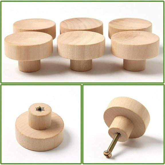 4pcs/Lot Round Wood cupboard Furniture Drawer Pulls Handles