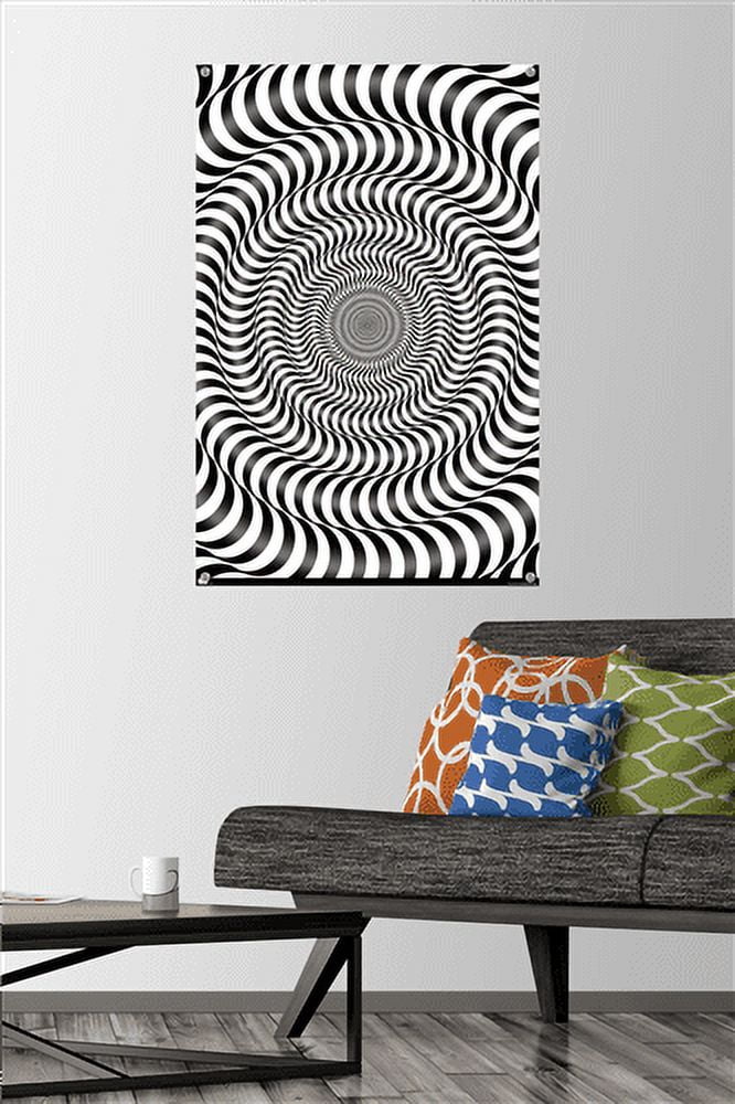 Zebra Stripe Optical Illusion Wall Poster with Push Pins, 22.375" x 34"