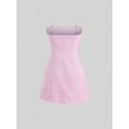 thumbnail image 2 of Pink Tweed Strapless Mini Dress With Front Bow Knot A-Line Fit, 2 of 6