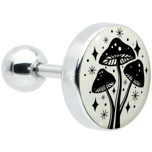 Body Candy 16G Womens 6mm 316L Stainless Steel Glow in the Dark Mystic Mushroom Mens Cartilage Earring Helix Tragus Jewelry 1/4"