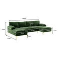 thumbnail image 5 of 110" Oversized U-Shaped Sofa, Modern Sectional Sofa with Soft Padded Seat, 4 Seat Modular Sofa Couches with 2 Chaise Lounges & Golden Metal Legs, 800lbs Capacity, for Living Room, Green, 5 of 7