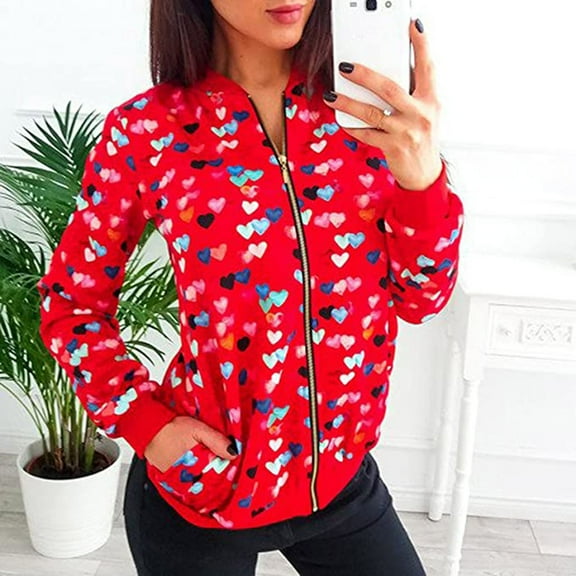 Tejiojio Coats Plus Size Clearance Women Bomber Jacket Thin Summer Top Transitioned Coat Zip StandUp Collar Outwear