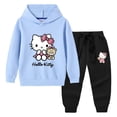 thumbnail image 3 of Hello Kitty, nueva ropa para niños, jersey para niñas, suéter con capucha, pantalones de dos piezas, traje deportivo de manga larga de algodón para bebés, 3 of 5