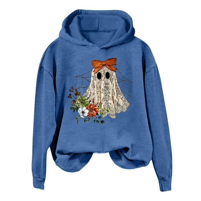 WEAIXIMIUNG Sweat à Capuche Zippé pour Femmes Sans Capuche Sweat Court Chandails en Molleton pour Femmes Automne Visage de Citrouille Tee Léger Pull Tops Imprimé Rétro Chandails à Capuchon Chandail en Molleton