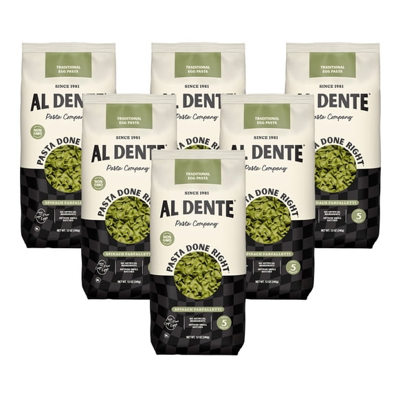Al Dente Spinach Farfalletti Pasta, 12-Ounce Bags (Pack of 6)
