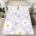 thumbnail image 2 of Homewish Cute Plum Cartoon Twin Sheet Sets, Groovy Flower Floral Twin Fitted Sheet, Kawaii Princess Style Flat Sheet, Ultra Soft Bedroom Decor, 3 Pieces, 2 of 7