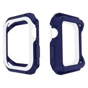 Case for Apple Watch Series SE/6/5/4 44mm, Kamon Soft Silicone Shockproof Protective Bumper Cover Case for Apple iwatch Series SE 6 5 Case23 (Blue/White, 44mm)