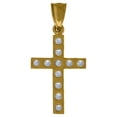 thumbnail image 2 of 10kt Yellow Gold Womens Mens Round Cubic Zirconia Cubic-Zirconia Cross Religious Charm Pendant, 2 of 4