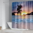 thumbnail image 3 of Beach Sunset Shower Curtain Set for Bathroom, Ocean Tropical Palm Purple Sky Waterproof Polyester Curtains 71WX71H Inch 12 Pack Hooks Sunset, 3 of 4