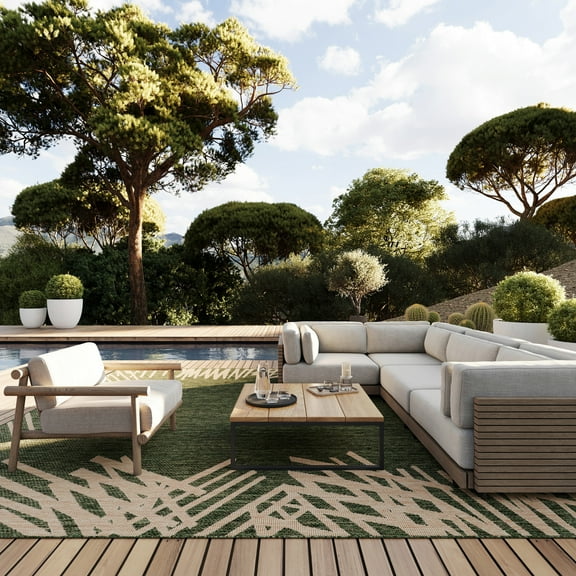 Nuloom Anigail Bordered Indoor/Outdoor Area Rug, 4' x 6', Anigail Green