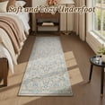 thumbnail image 4 of SIXHOME 2'x6' Floral Runner Rug, Washable Non-Slip Traditional Carpet, Soft Botanical Kitchen Hallway Entryway Rug, Beige, 4 of 7