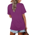thumbnail image 6 of XuJwPNcy Summer Tops for Women V Neck Short Sleeve Solid Color Tshirts Casual Baggy Comfy Basic Shirts, 6 of 6