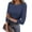 Dark Blue, variant on Workout Tops for Women Casual 3/4 Length Sleeve Slim Top Fashion Boat Neck Knit T-Shirt Striped Print Ribbed Pullover Blouses Black L