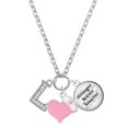 thumbnail image 1 of Delight Jewelry Silvertone Crystal Initial - L - Light Pink Heart Nurse Strong Zoe Necklace, 1 of 4