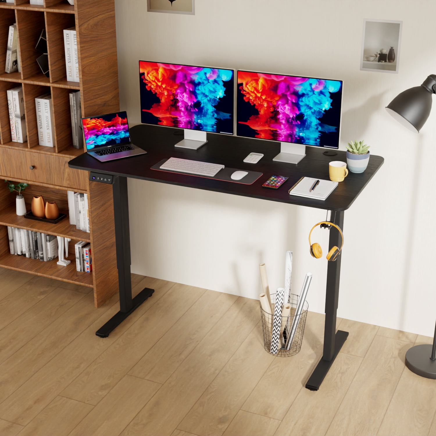 Dkelincs 55"×24" Electric Height Adjustable Standing Desk Home Office Computer Desk with 2 Memory Function, Black