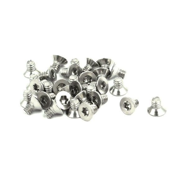 M2x3mm 304 Stainless Steel Flat Head Torx Drive Type Screw Silver Tone 30pcs