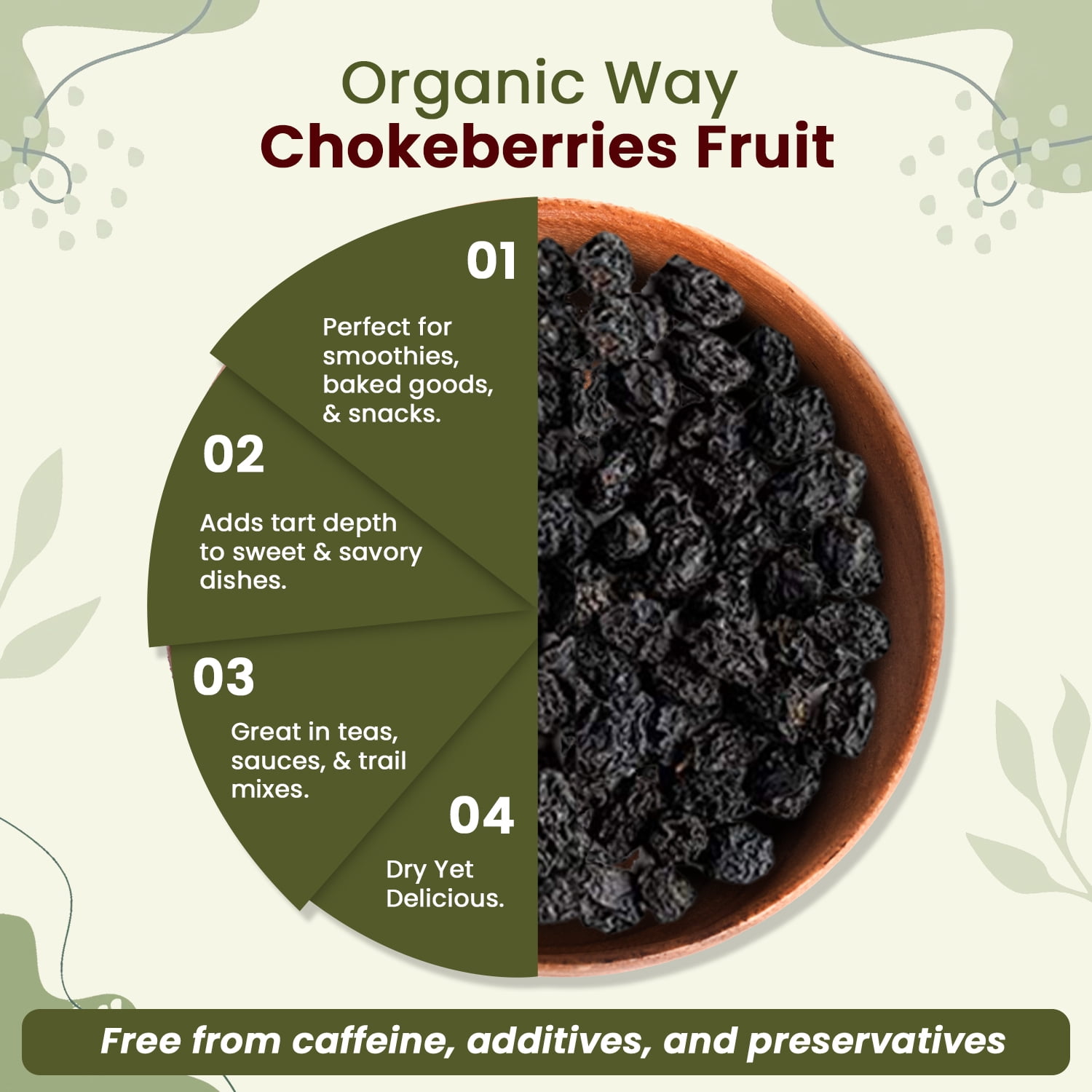 Organic Way Chokeberries Fruit/Aronia Berry Whole (Aronia Melanocarpa) - European Wild-Harvest | Organic & Kosher Certified | Non GMO & Gluten Free | USDA Certified | Origin - Albania (1 lbs / 16 oz)