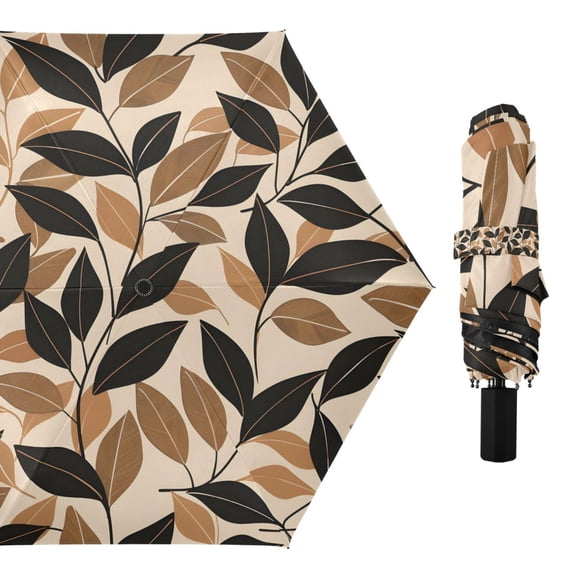 Leaves Compact Sun Umbrella Windproof Travel Umbrellas for Rain Strong Portable UV Protection