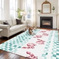 thumbnail image 2 of Large Area Rugs for Living Room Bedroom, Green Plaid Farmhouse 6'x9' Rug Washable Carpet Runner Indoor Outdoor, Watercolor Cute Country Pigs Checkered Non Slip Floor Mats Rug for Kitchen, Playroom, 2 of 8