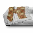 thumbnail image 3 of Letter H Soft Flannel Fleece Throw Blanket, Old Fashion Cloth with Stitches Checkered Plaid Typography Image, Cozy Plush for Indoor and Outdoor Use, 60" x 80", Pale Yellow Vermilion, by Ambesonne, 3 of 6