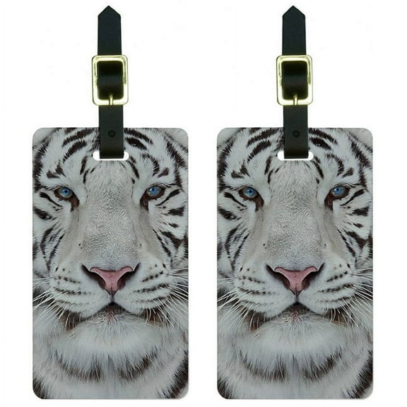 White Bengal Tiger with Blue Eyes Luggage Tags Suitcase Carry-On ID, Set of 2