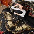 thumbnail image 5 of Homewish Boho Butterfly Queen Bedding, Mushroom Floral Leaf Bedding Comforter Set Queen, Black Reversible 7 Pieces, 5 of 7