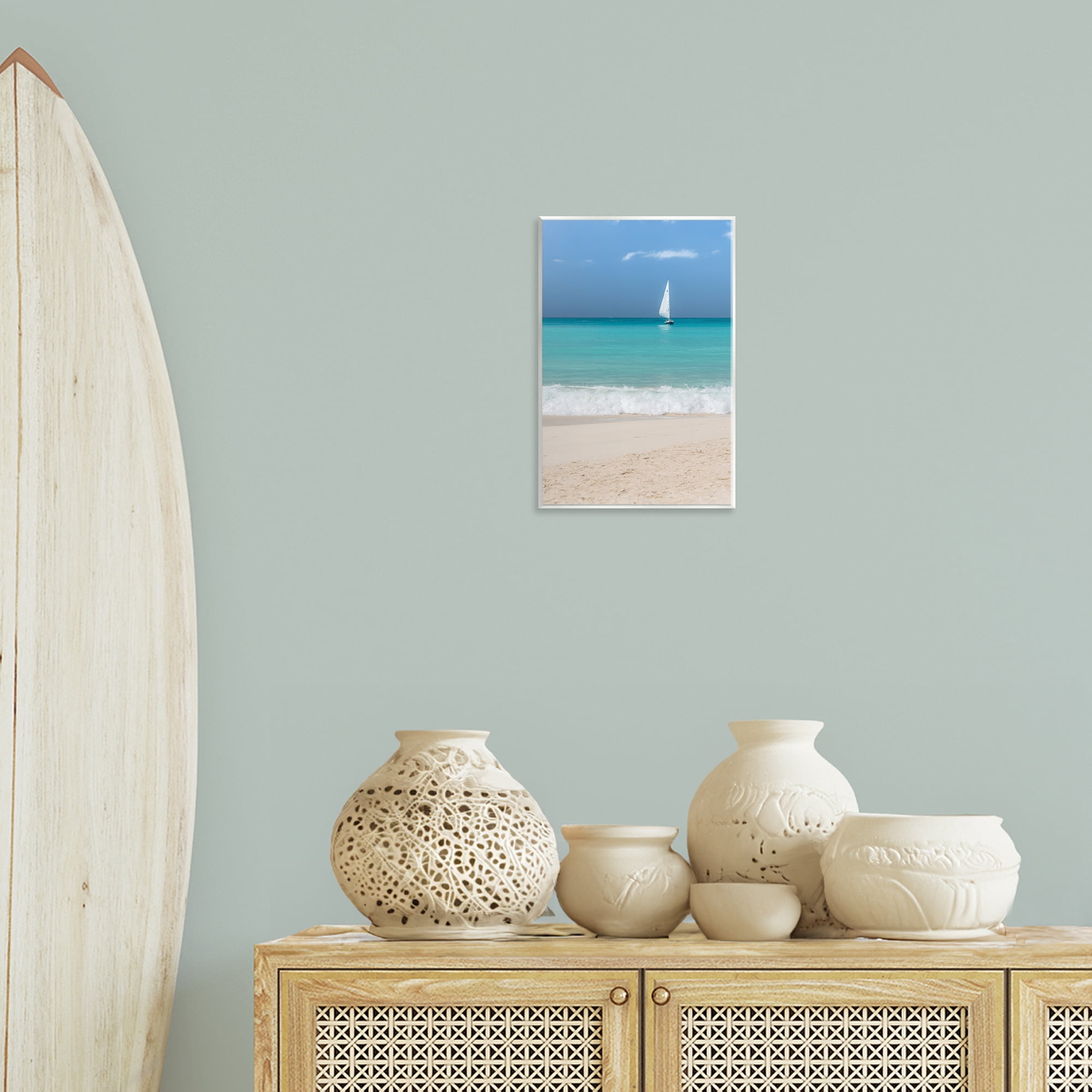Stupell Industries Lone Sailboat Beach Tide Nautical & Beach Photography Unframed Art Print Wall Art, 10 x 15