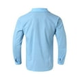 thumbnail image 5 of Mens Pique Shirts Loose Solid Color Lapel Pocket Long Sleeve Mens Clothing,Blue,L, 5 of 6