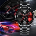 thumbnail image 1 of Reloj Deportivo Para Hombre Relojes De Rueda De Coche A Prueba De Agua Reloj De Acero Inoxidable Con Diseño De Rueda Hueca 3D Anggrek Ropa, 1 of 6