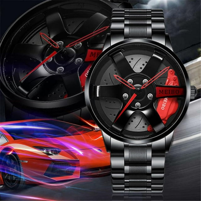 Reloj Deportivo Para Hombre Relojes De Rueda De Coche A Prueba De Agua Reloj De Acero Inoxidable Con Diseño De Rueda Hueca 3D Anggrek Ropa