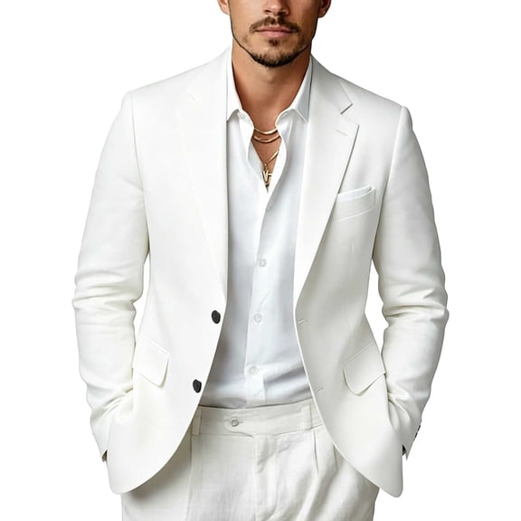 StSilkitty Suit for Mens Solid Color Long Sleeve 2 Buttons Blazer Business Casual Work Jacket with Pocket