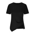 thumbnail image 4 of Black XXL WIZUTIZ Going Out Tops for Women Clearance Sales Plus Size Tunics Casual Tee Short Sleeve Loose Fit Round Neck Tshirts Athletic Solid Oversize Tops Cotton Linen Linen Blouse Elegant Ladies, 4 of 5