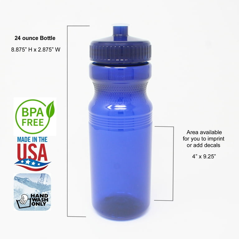 Rolling Sands BPA-Free 24 Fluid Ounce Navy Sports Water Bottles, Bulk 100  Pack, Made in USA 